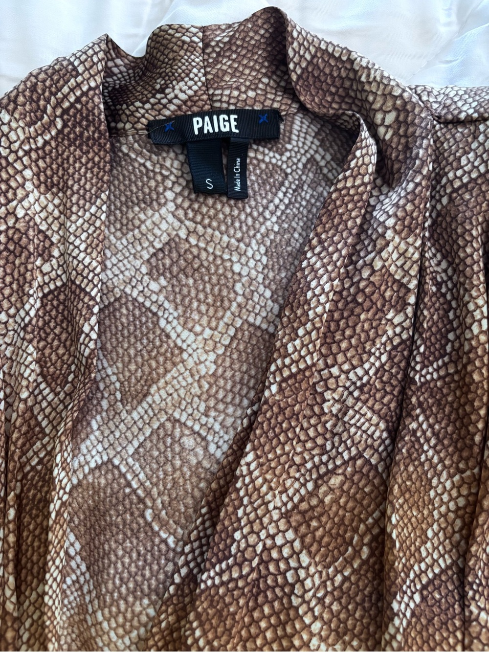 PAIGE Brown & Cream Snake-Print Blazer Jacket